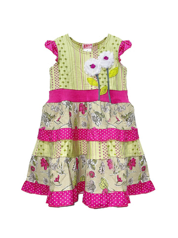 Korango Natural Class Full Smocked Twill Dress - Pink (Size NB-2Y)
