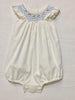 Hand Smocked Baby Romper in White