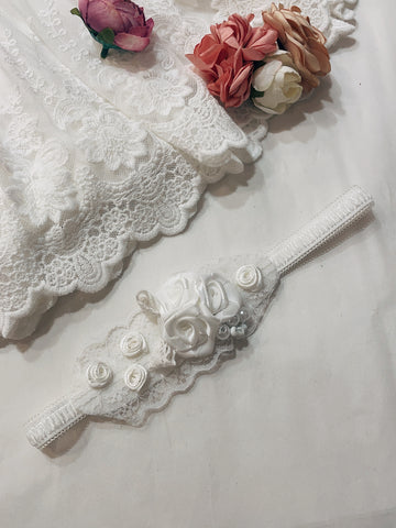 Little Possums Pearled Flower Lace Headband