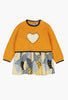 Boboli Heart Knitwear Dress- Navy/Yellow/White
