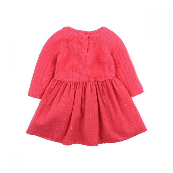 Bebe Layla Knit Bodice Dress - Pink (Size 3M-5Y)